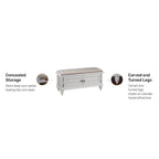 Banc de rangement capitonné noir / blanc brossé / expresso – 1 personne