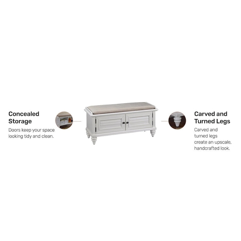 Banc de rangement capitonné noir / blanc brossé / expresso – 1 personne