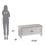 Banc de rangement capitonné noir / blanc brossé / expresso – 1 personne