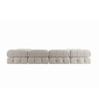 Canapé modulaire sectionnel en velours beige / orange / vert / noir / bleu avec pouf, 6 places