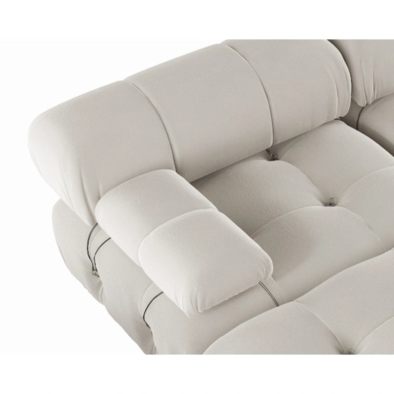 Canapé modulaire sectionnel en velours beige / orange / vert / noir / bleu avec pouf, 6 places