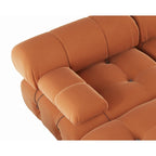 Canapé modulaire sectionnel en velours beige / orange / vert / noir / bleu avec pouf, 6 places