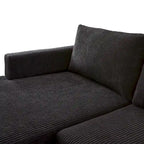 Canapé d'angle réversible 2 places gris / noir / camel en tissu polyester