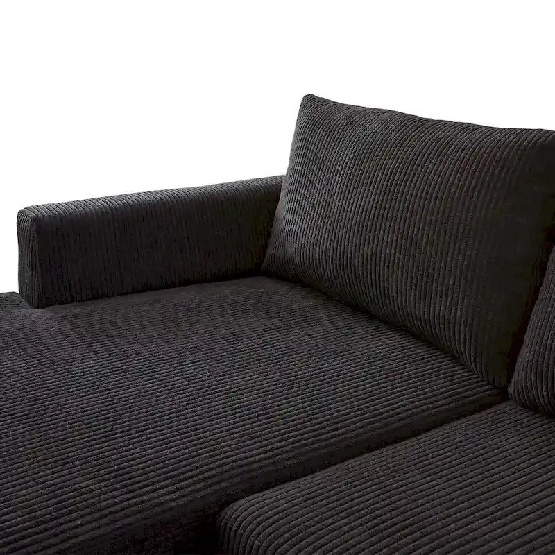 Canapé d'angle réversible 2 places gris / noir / camel en tissu polyester