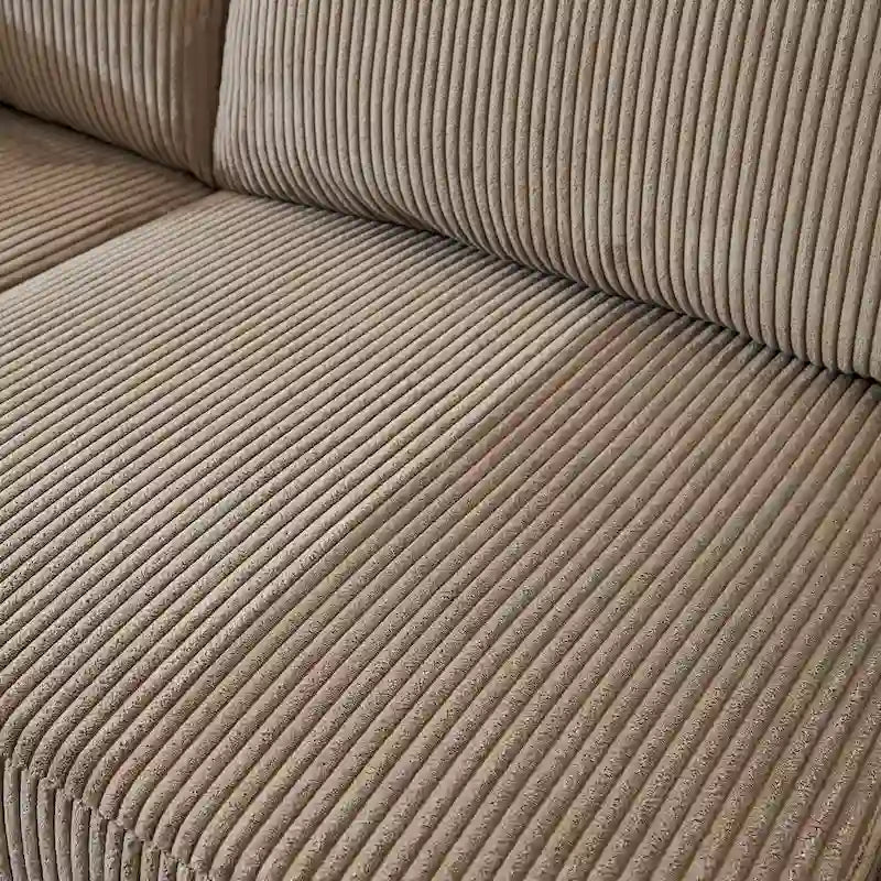 Canapé d'angle réversible 2 places gris / noir / camel en tissu polyester