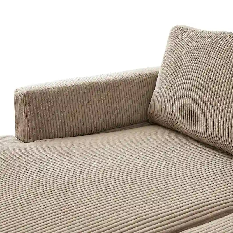 Canapé d'angle réversible 2 places gris / noir / camel en tissu polyester