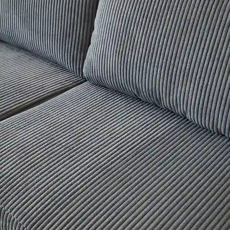 Canapé d'angle réversible 2 places gris / noir / camel en tissu polyester