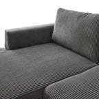 Canapé d'angle réversible 2 places gris / noir / camel en tissu polyester