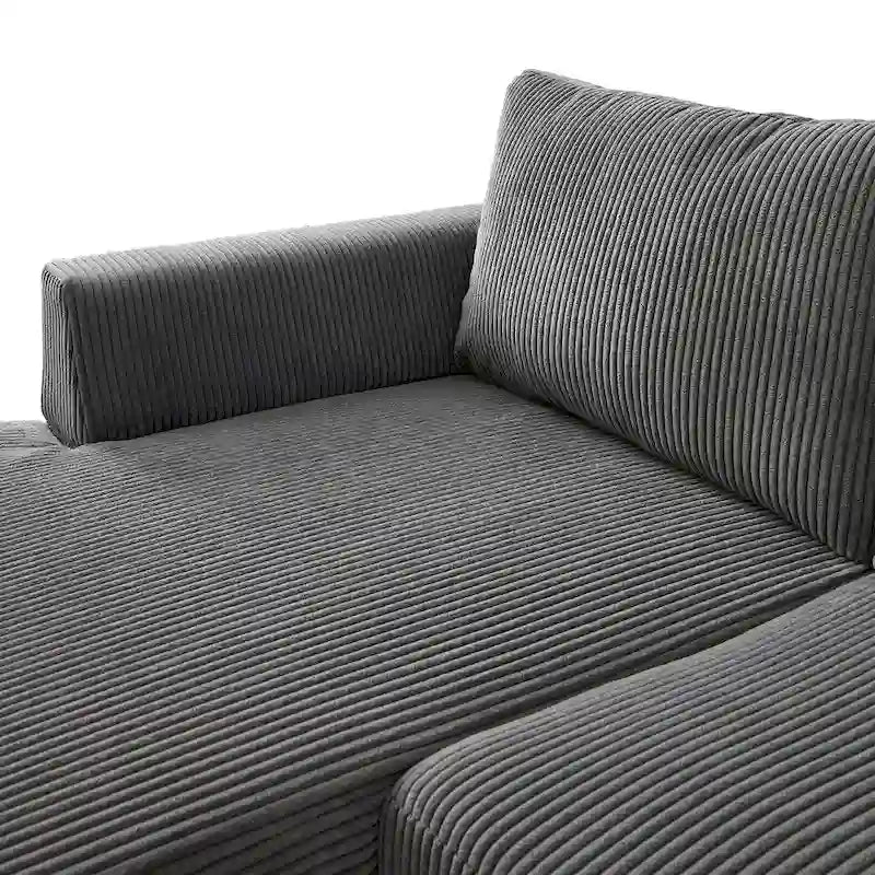 Canapé d'angle réversible 2 places gris / noir / camel en tissu polyester