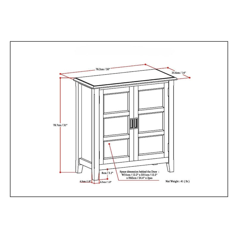 Meuble de rangement bas de transition, 2 portes, plusieurs coloris, 76 cm (L) x 35,5 cm (P) x 79 cm (H)