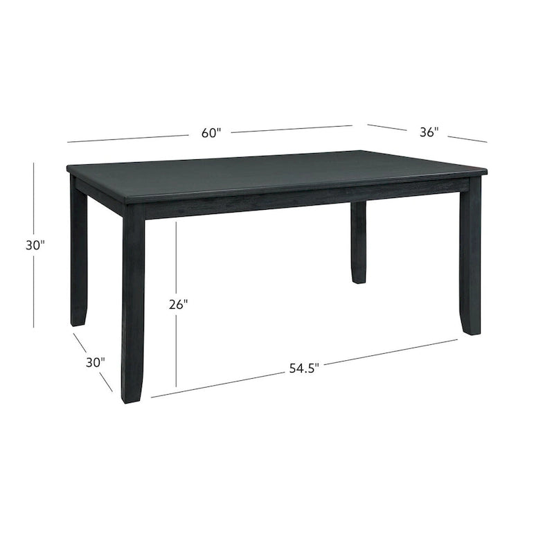 Table de salle à manger style ferme gris délavé/noir délavé, 6 places