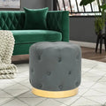Pouf rond en velours gris/vert/bleu/orange/blanc, base plaquée or, repose-pieds et siège individuel