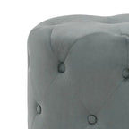 Pouf rond en velours gris/vert/bleu/orange/blanc, base plaquée or, repose-pieds et siège individuel