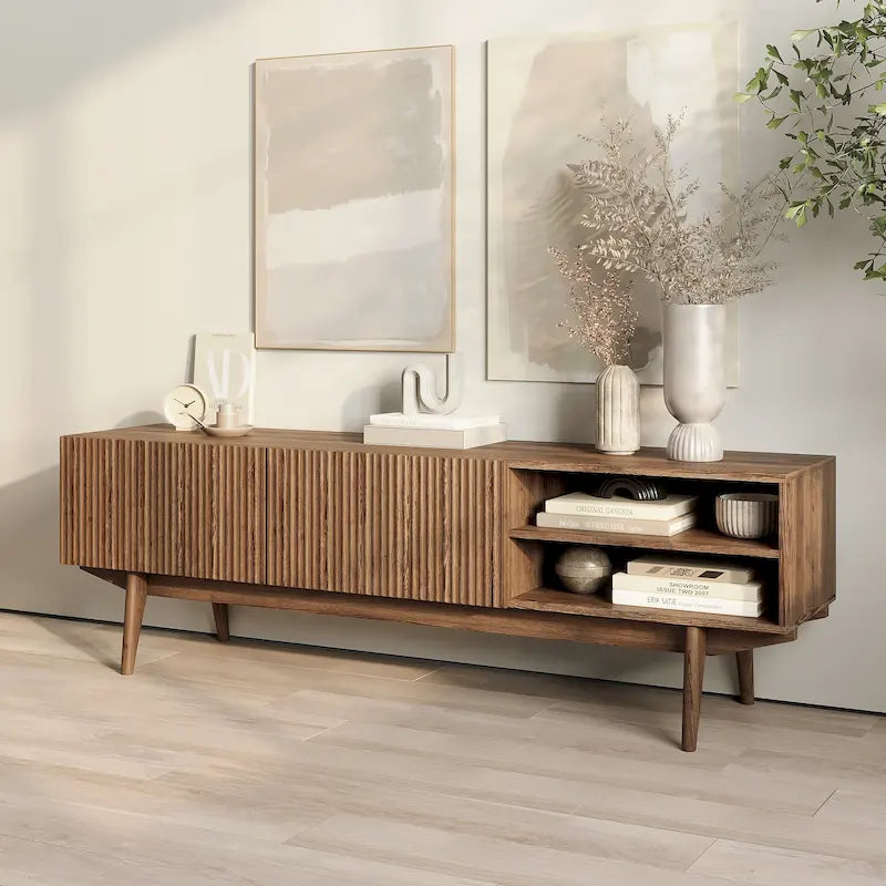 Meuble TV, marron/cappuccino/taupe, convient aux téléviseurs jusqu'à 65", largeur 45"/59"/71", pour 1 personne