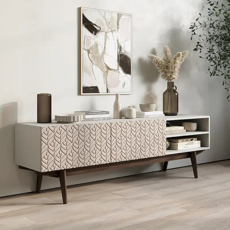 Meuble TV, marron/cappuccino/taupe, convient aux téléviseurs jusqu'à 65", largeur 45"/59"/71", pour 1 personne