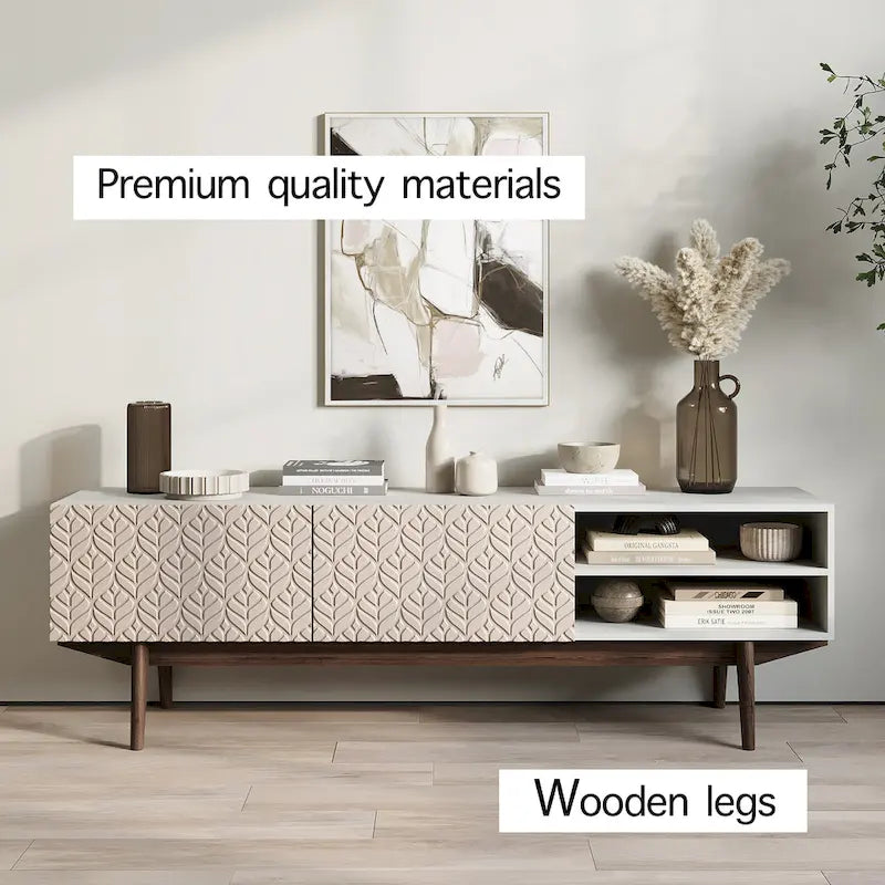 Meuble TV, marron/cappuccino/taupe, convient aux téléviseurs jusqu'à 65", largeur 45"/59"/71", pour 1 personne