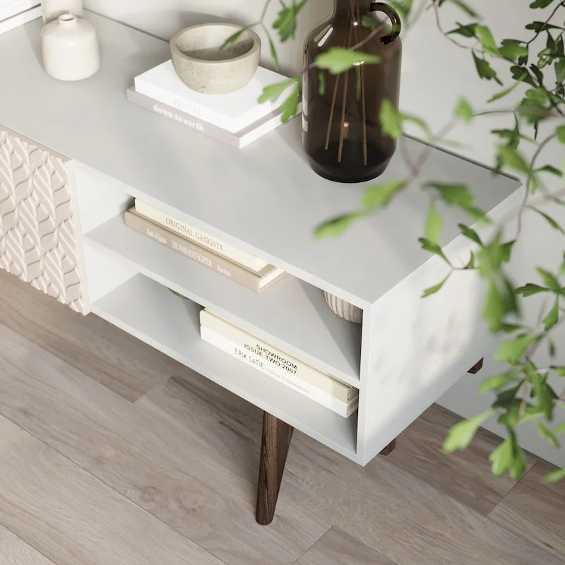 Meuble TV, marron/cappuccino/taupe, convient aux téléviseurs jusqu'à 65", largeur 45"/59"/71", pour 1 personne