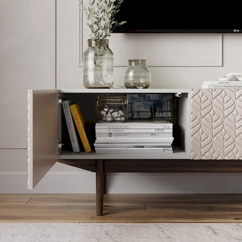 Meuble TV, marron/cappuccino/taupe, convient aux téléviseurs jusqu'à 65", largeur 45"/59"/71", pour 1 personne