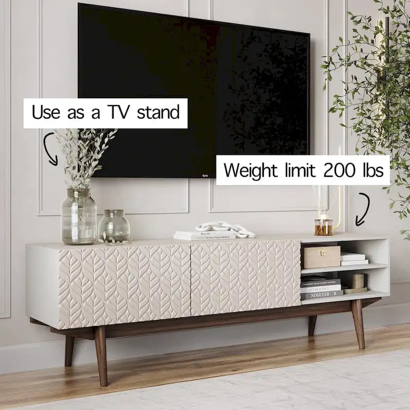 Meuble TV, marron/cappuccino/taupe, convient aux téléviseurs jusqu'à 65", largeur 45"/59"/71", pour 1 personne