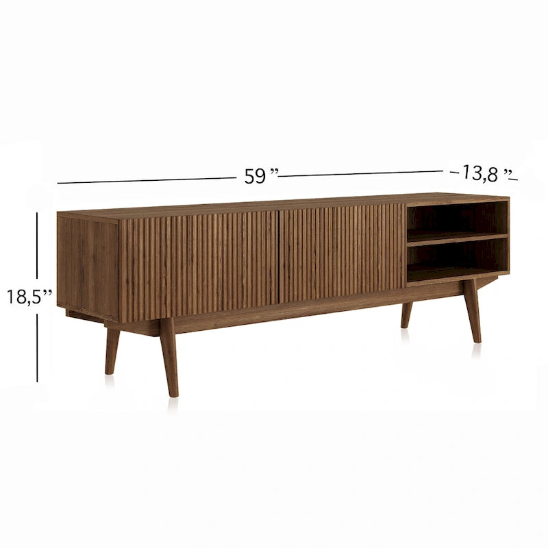 Meuble TV, marron/cappuccino/taupe, convient aux téléviseurs jusqu'à 65", largeur 45"/59"/71", pour 1 personne
