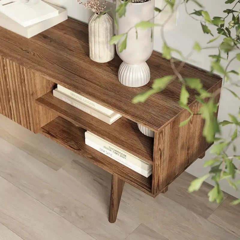 Meuble TV, marron/cappuccino/taupe, convient aux téléviseurs jusqu'à 65", largeur 45"/59"/71", pour 1 personne