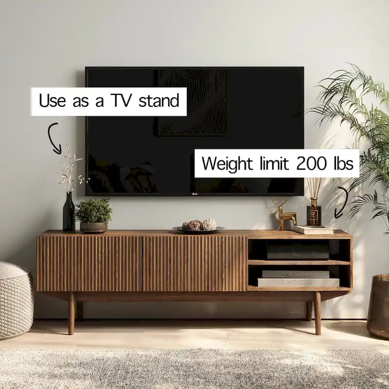 Meuble TV, marron/cappuccino/taupe, convient aux téléviseurs jusqu'à 65", largeur 45"/59"/71", pour 1 personne