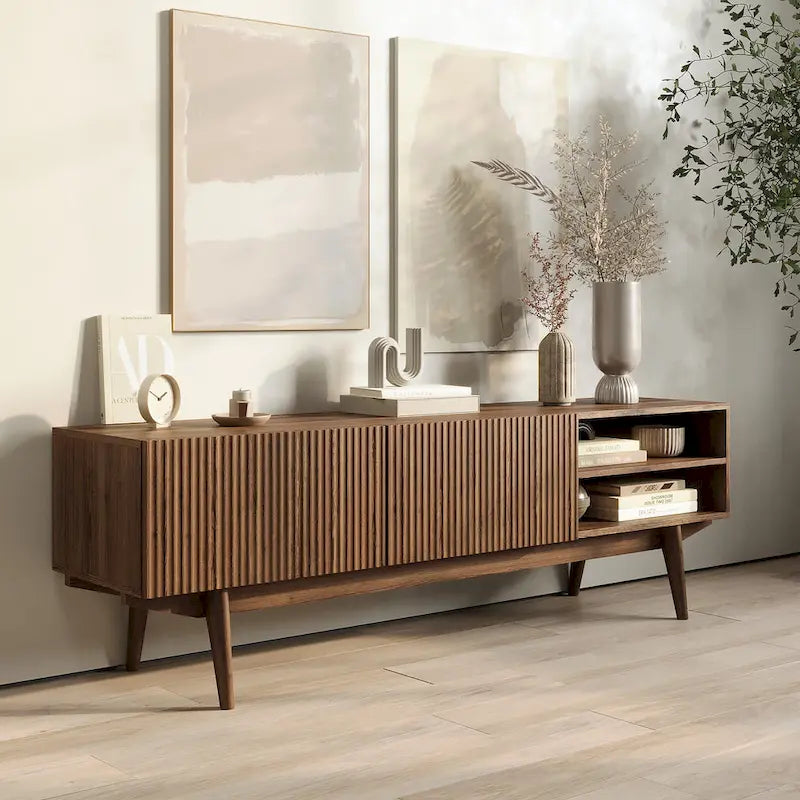 Meuble TV, marron/cappuccino/taupe, convient aux téléviseurs jusqu'à 65", largeur 45"/59"/71", pour 1 personne