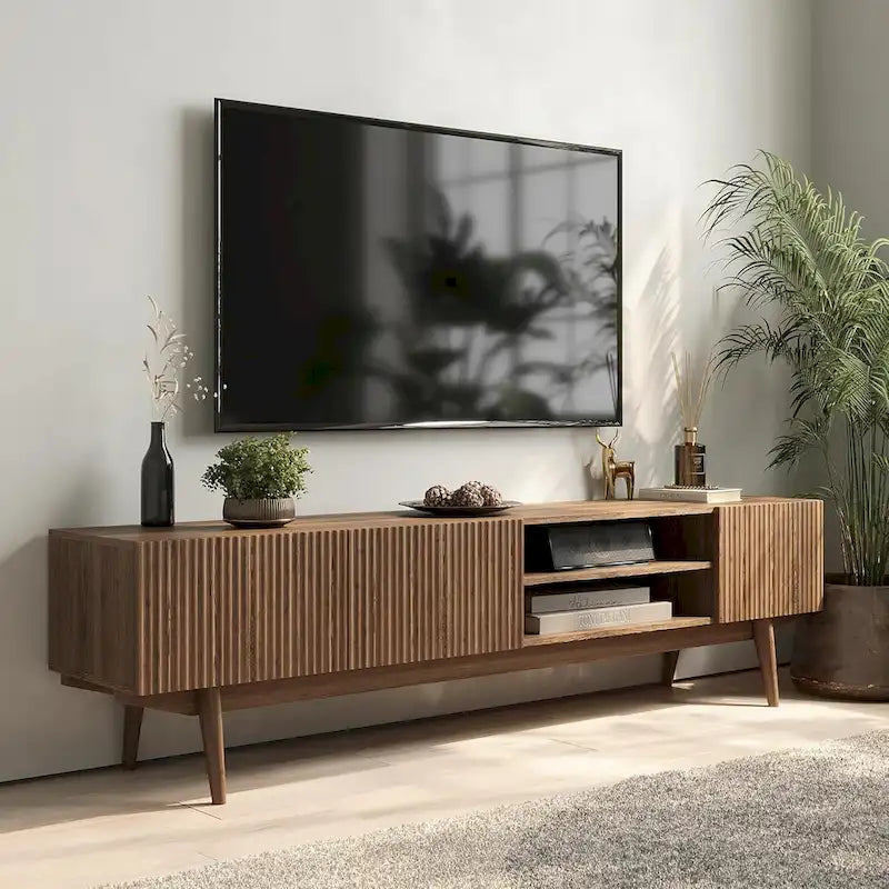 Meuble TV, marron/cappuccino/taupe, convient aux téléviseurs jusqu'à 65", largeur 45"/59"/71", pour 1 personne