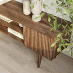 Meuble TV, marron/cappuccino/taupe, convient aux téléviseurs jusqu'à 65", largeur 45"/59"/71", pour 1 personne