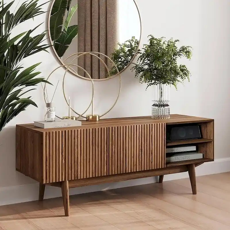 Meuble TV, marron/cappuccino/taupe, convient aux téléviseurs jusqu'à 65", largeur 45"/59"/71", pour 1 personne
