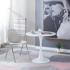 Table de salle à manger ronde à pied central, blanc/noir, style milieu de siècle, 2 à 4 places