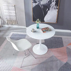 Table de salle à manger ronde à pied central, blanc/noir, style milieu de siècle, 2 à 4 places