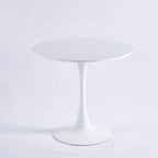 Table de salle à manger ronde à pied central, blanc/noir, style milieu de siècle, 2 à 4 places