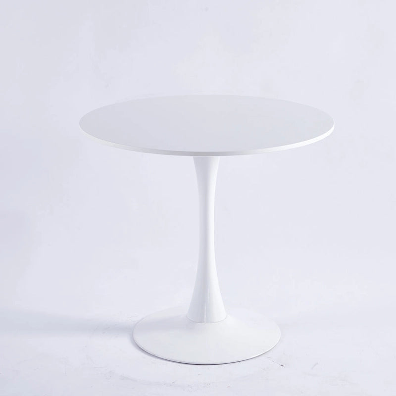 Table de salle à manger ronde à pied central, blanc/noir, style milieu de siècle, 2 à 4 places