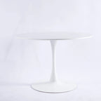 Table de salle à manger ronde à pied central, blanc/noir, style milieu de siècle, 2 à 4 places