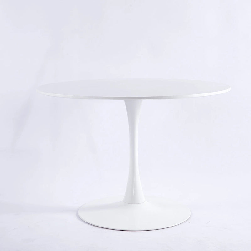 Table de salle à manger ronde à pied central, blanc/noir, style milieu de siècle, 2 à 4 places