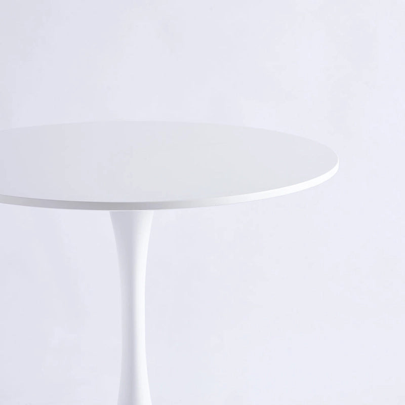 Table de salle à manger ronde à pied central, blanc/noir, style milieu de siècle, 2 à 4 places