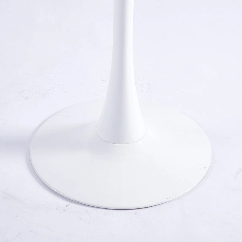 Table de salle à manger ronde à pied central, blanc/noir, style milieu de siècle, 2 à 4 places