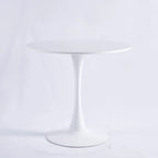 Table de salle à manger ronde à pied central, blanc/noir, style milieu de siècle, 2 à 4 places