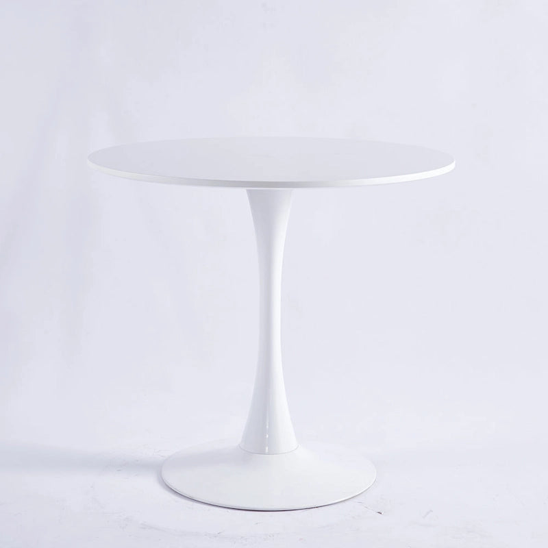 Table de salle à manger ronde à pied central, blanc/noir, style milieu de siècle, 2 à 4 places
