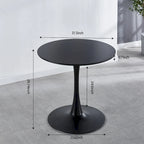 Table de salle à manger ronde à pied central, blanc/noir, style milieu de siècle, 2 à 4 places