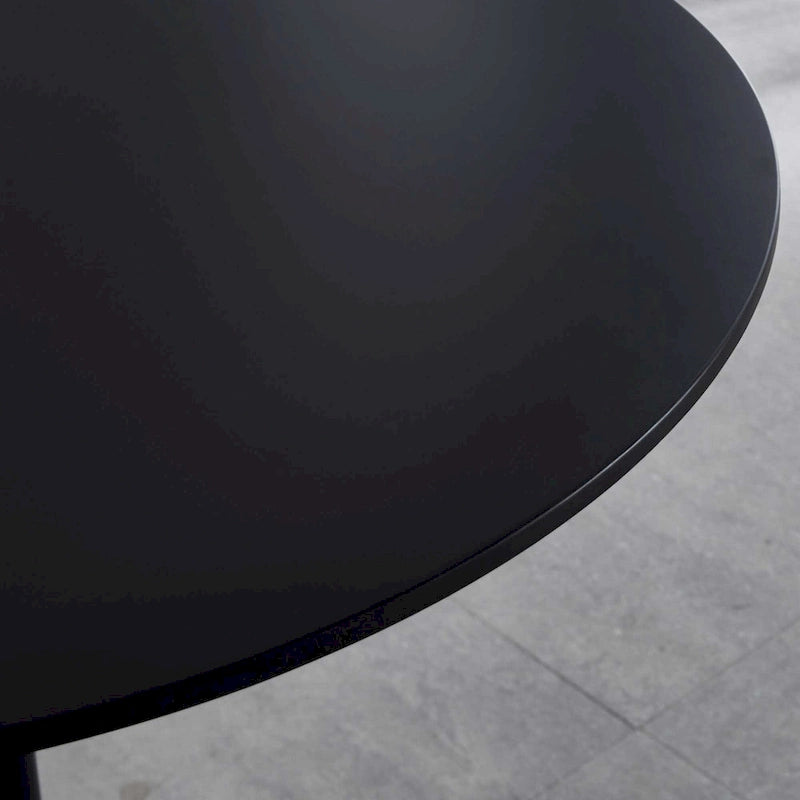 Table de salle à manger ronde à pied central, blanc/noir, style milieu de siècle, 2 à 4 places