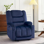 Fauteuil inclinable électrique chauffant et massant en tissu, 1 place – Marron foncé / Gris / Beige / Bleu, Moyen et Grand