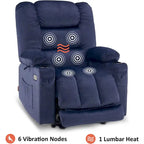 Fauteuil inclinable électrique chauffant et massant en tissu, 1 place – Marron foncé / Gris / Beige / Bleu, Moyen et Grand