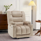 Fauteuil inclinable électrique chauffant et massant en tissu, 1 place – Marron foncé / Gris / Beige / Bleu, Moyen et Grand