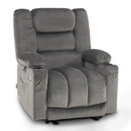 Fauteuil inclinable électrique chauffant et massant en tissu, 1 place – Marron foncé / Gris / Beige / Bleu, Moyen et Grand