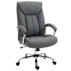 Chaise de bureau ergonomique pivotante à dossier haut noir/gris pour 1 personne, hauteur réglable, tissu lin