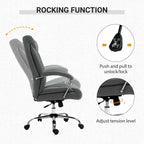Chaise de bureau ergonomique pivotante à dossier haut noir/gris pour 1 personne, hauteur réglable, tissu lin