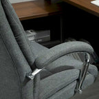 Chaise de bureau ergonomique pivotante à dossier haut noir/gris pour 1 personne, hauteur réglable, tissu lin