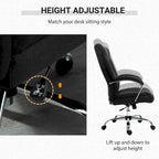 Chaise de bureau ergonomique pivotante à dossier haut noir/gris pour 1 personne, hauteur réglable, tissu lin